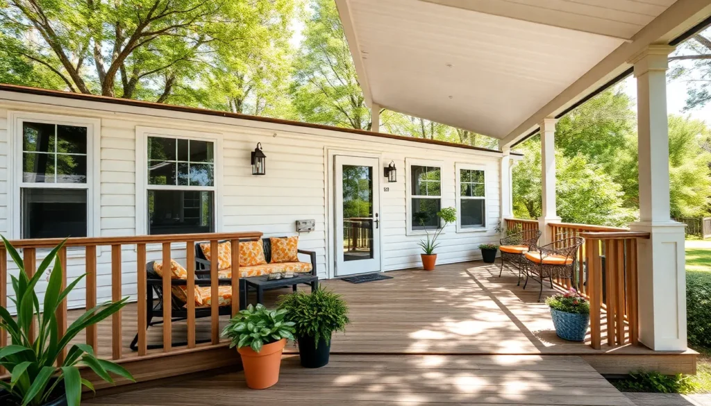 mobile home with wrap around porch